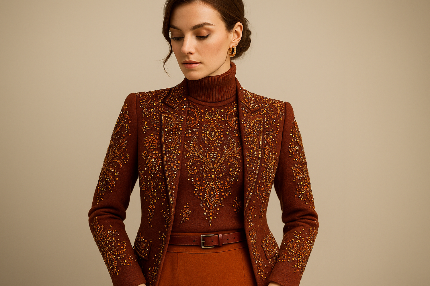 Zar Autum New Women's Wear European and American Style Bead Decorations