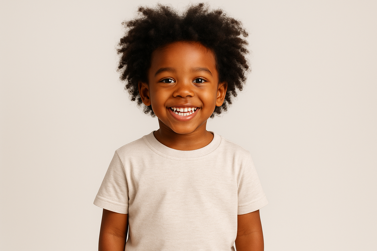3 mockups showing each a chocolate child, Asian and European child each dressed in tees.