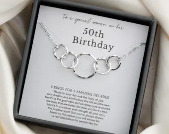 "Golden Jubilee Glow- Dazzling 50th Birthday Necklace for her Eternal Radiance"