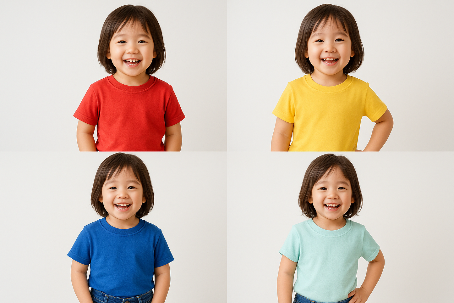 Mockup showing Asian child dressed in tees
