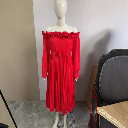 🏷️  “Crown the Night – Lotus Ruffle Off-Shoulder Elegance”